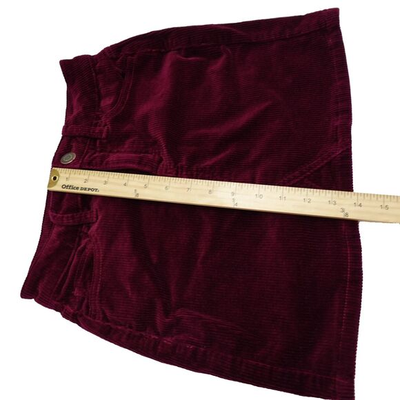 So Corduroy Skirt Juniors Size 1/25W Burgundy Fall Winter Preppy Mini Skirt Y2K - Picture 5 of 12